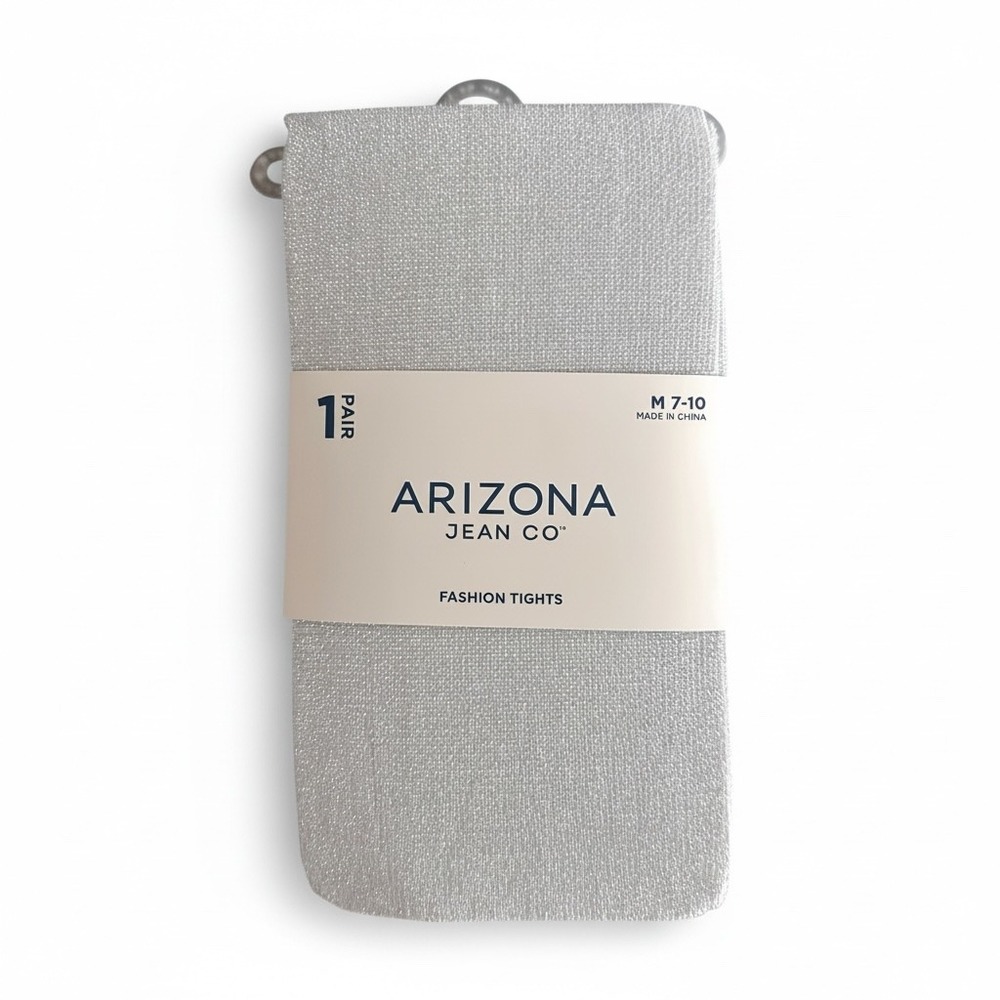 Arizona Jean Co Girls Silver Sparkle Fashion Tights Size Medium 7-10 New